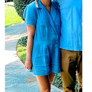 BCBGeneration Blue Romper with Pockets